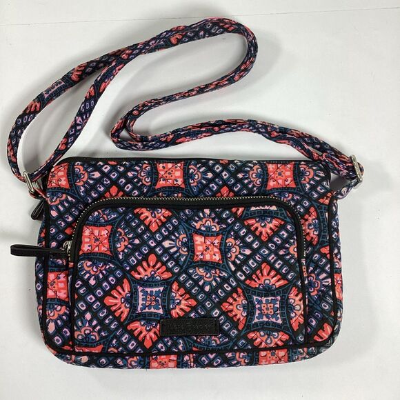 Vera Bradley Crossbody Purse Mosaic Tile Pink Blue Black - Picture 1 of 6